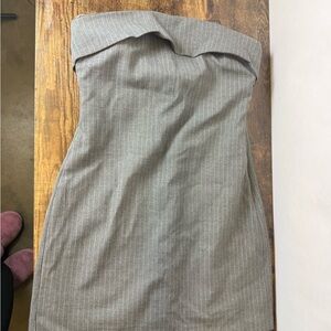 Zara Strapless Pinstripe Sheath Dress in Gray